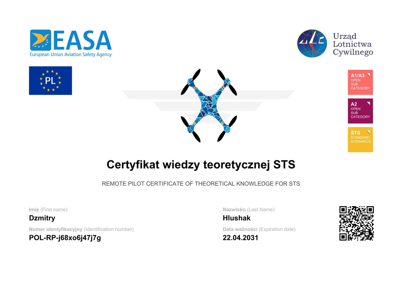 Certyfikat wiedzy teoretycznej STS